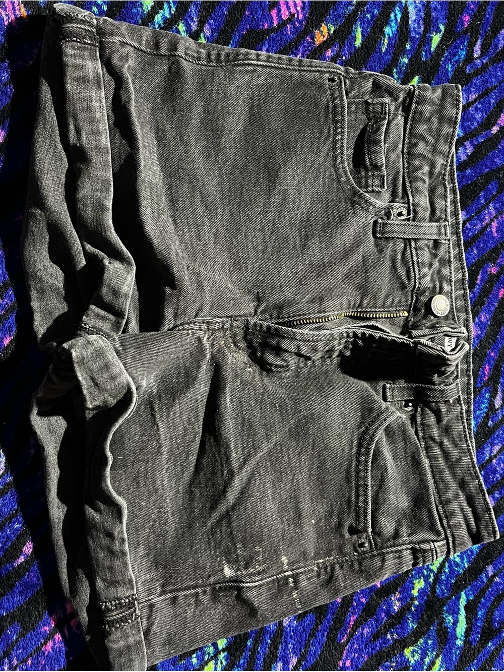 Black Denim High-Waist Shorts